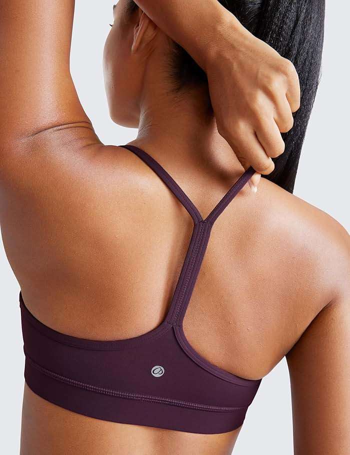 CRZ YOGA Butterluxe Y Back Sports Bras for Women - Padded Racerback Low Impact Spaghetti Thin Strap Workout Yoga Top - Image 4