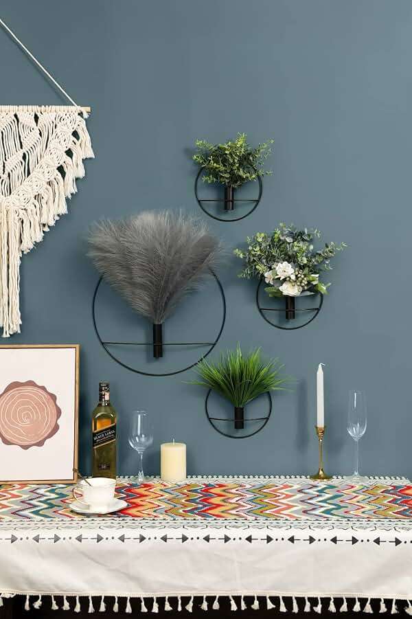 Pretty Jolly Boho Wall Decor, Wall-Mounted Metal Art, Hanging Artificial Pampas Display, Living Room, Bedroom, Bathroom, Diningroom, Fake Faux Plant 2 Pack Black Brown - Image 7