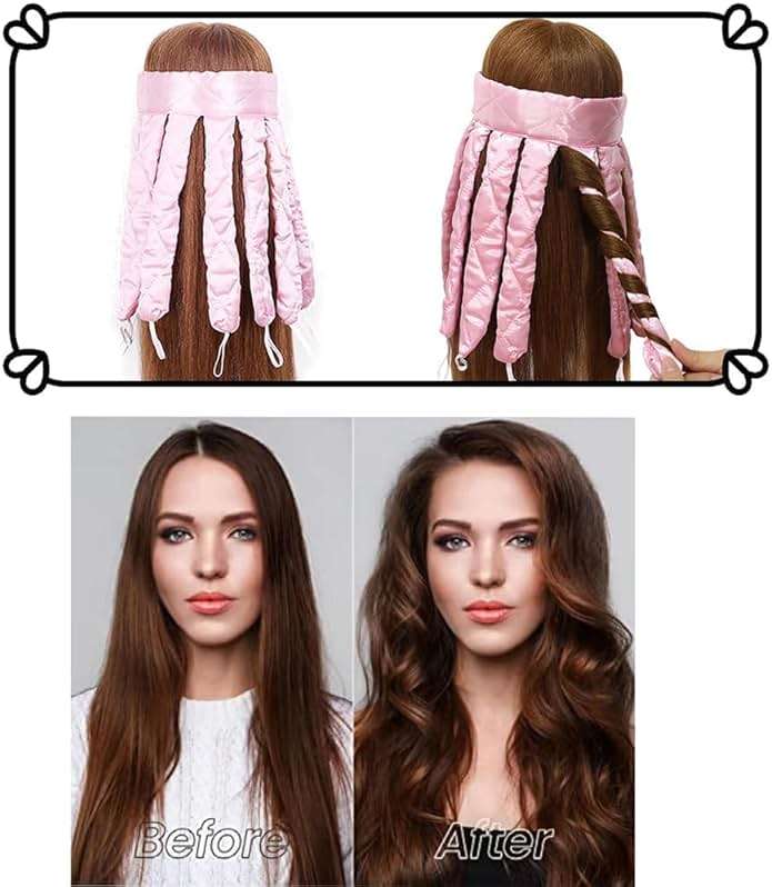 Pink Heatless Hair Curler Silk New Upgradeed No Heat Curling Rode Headband for Long Hair Soft Hair Curls with Removeable & Adjustable To Sleep In Hair Curls - Image 6