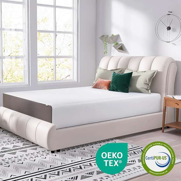 Amazon Basics Memory Foam Mattress, Medium Firm, 12 Inch, California King, White/Grey - Image 3