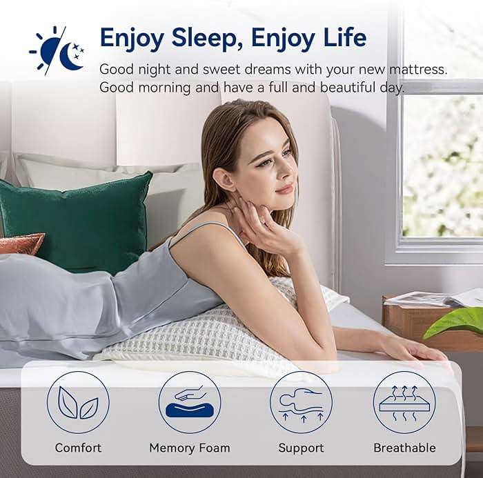 Amazon Basics Memory Foam Mattress, Medium Firm, 12 Inch, California King, White/Grey - Image 6