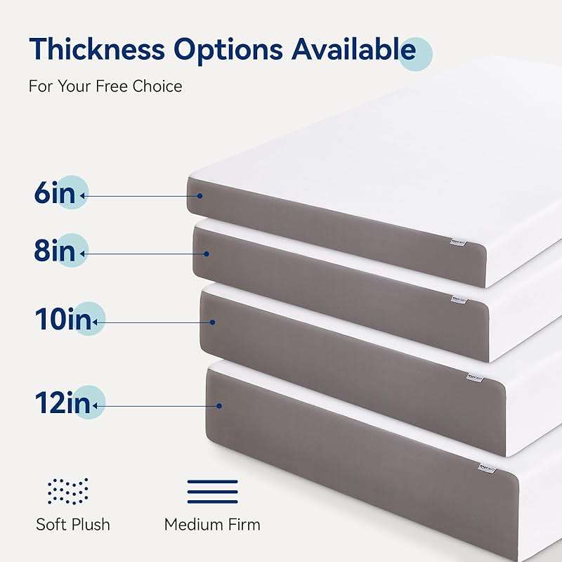 Amazon Basics Memory Foam Mattress, Medium Firm, 12 Inch, California King, White/Grey - Image 10