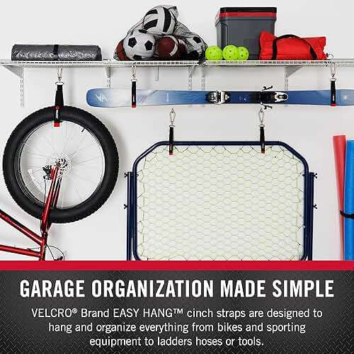 VELCRO Brand Easy Hang Heavy Duty Cinch Strap with Carabiner Hook – Garage & Outdoor Organizer, Holds 250 lbs, 24in x 1.25in - Image 4