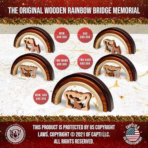 Capti Rainbow Bridge Dog Memorial Gifts, Pet Memorial - I'll Meet You at The Rainbow Bridge - Pet Loss Gifts, Bereavement, Sympathy Keepsake Dog Mom, Dog Dad for Loss of Pet (Dog and Family) - Image 2