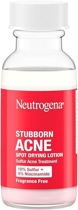 Neutrogena Stubborn Acne Spot Drying Lotion, Fragrance-Free Sulfur Acne Treatment Clears Acne By Drying Up & Shrinking Pimples, Paraben- & Oil-Free, 10% Sulfur & 4% Niacinamide, 1.0 fl. oz - Image 2