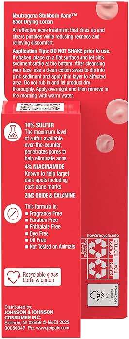 Neutrogena Stubborn Acne Spot Drying Lotion, Fragrance-Free Sulfur Acne Treatment Clears Acne By Drying Up & Shrinking Pimples, Paraben- & Oil-Free, 10% Sulfur & 4% Niacinamide, 1.0 fl. oz - Image 9