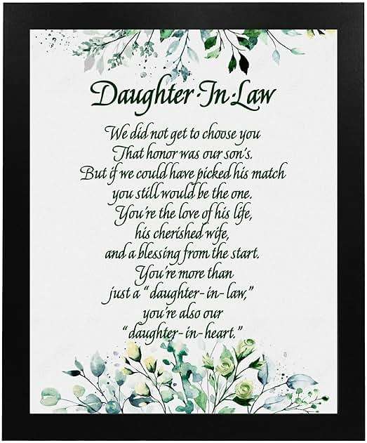 AMERICAN LUXURY GIFTS Daughter-in-Law Heartfelt Floral Poem - Inspirational Motivational Wall Art Decor - Home Office Living Room Gift - 8x10 Unframed Print - Image 6
