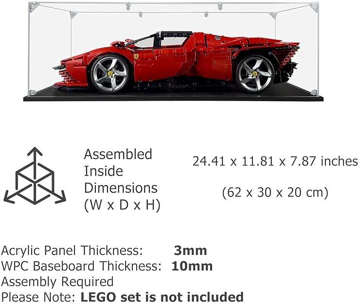 SONGLECTION Acrylic Display Case Compatible for Lego Ferrari Daytona SP3 #42143, Dustproof Display Case (Case Only) (Lego Sets are NOT Included) - Image 6