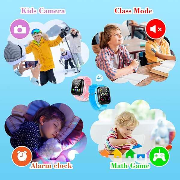DDIOYIUR Smart Watch for Kids, 4G Kids Phone Smartwatch with GPS Tracker, WiFi SMS, Call, Voice Video Chat, Bluetooth, Audio Recording, Alarm, Pedometer, Wrist Watch for 4-16 Boys Girls Birthday Gifts - Image 6