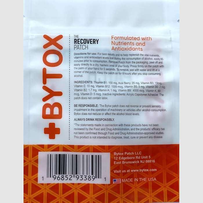 Bytox Recovery Patches with 12 Active Ingredients | Vitamin Patch with Nutrients, Antioxidants, & Hydration Support for Active Lifestyles | Up to 24-Hour Action | Made in the USA - Image 3