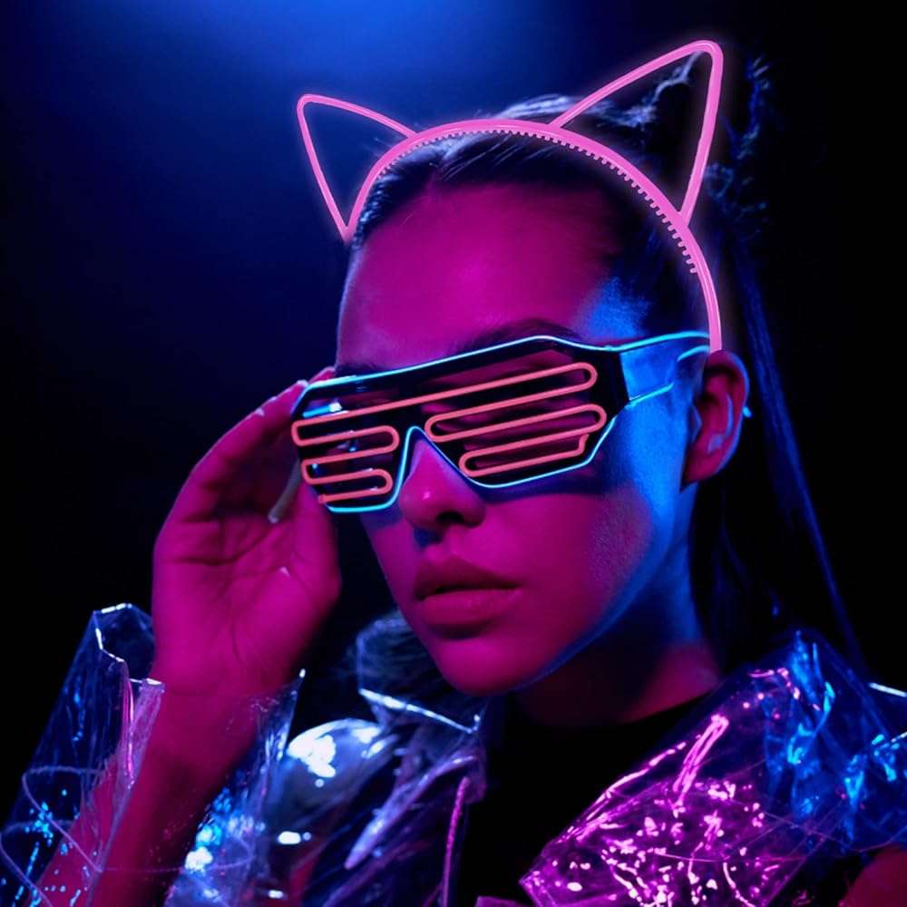 ZIRICHER 12pcs Glow in the Dark Headbands,Plastic Light Up Hair Band Luminous Headband Cat Headband For Girls Party Crown Headbands - Image 3
