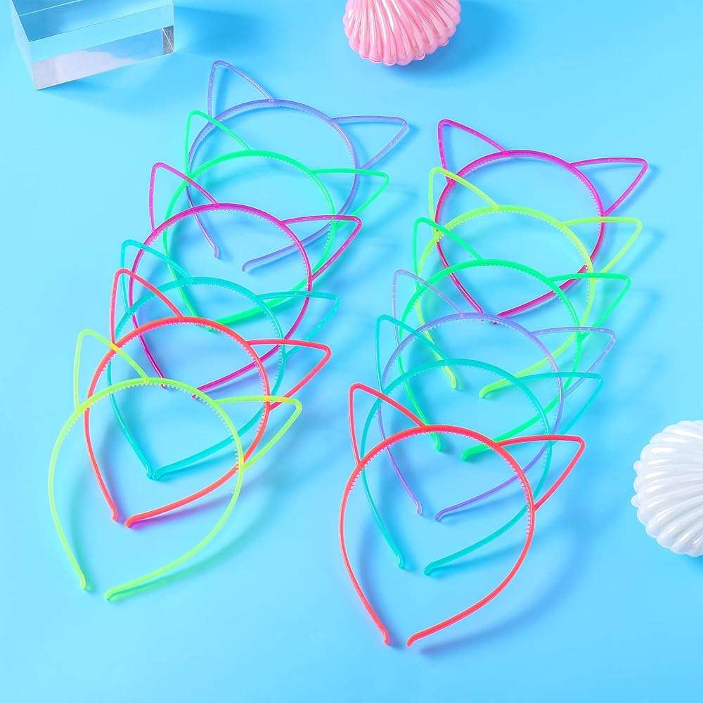 ZIRICHER 12pcs Glow in the Dark Headbands,Plastic Light Up Hair Band Luminous Headband Cat Headband For Girls Party Crown Headbands - Image 8