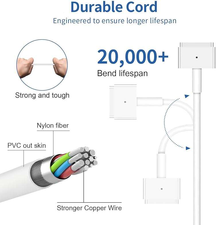 Mac Book Air Charger Replacement, 45W Power T-tip Magnetic DC Connector Adapter for Mac Book Air 11 inch and 13 inch (Between 2012-2017) - Image 5