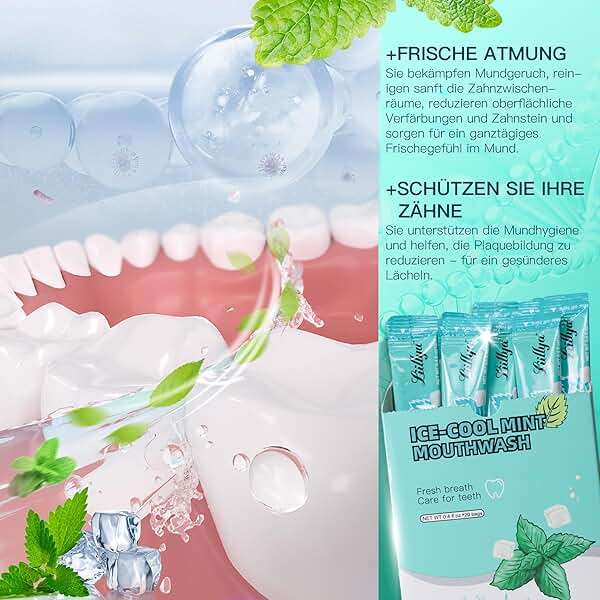 Liillya Travel Mouthwash Packets, Portable Single-Use Oral Rinse for Fresh Breath, Alcohol Free & Fluoride Free Cool Mint, TSA Compliant Travel Size Mouthwash, 20 Packs - Image 6