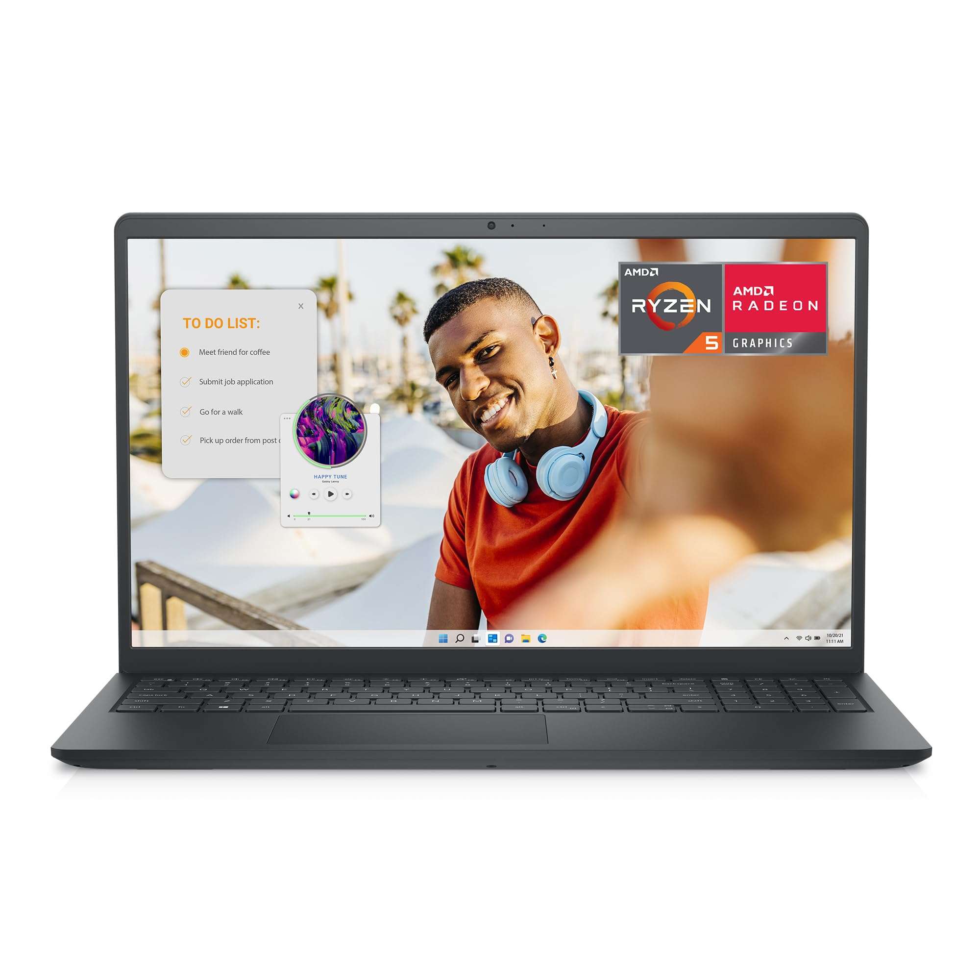 Dell Inspiron 15 3535 Laptop - 15.6-inch FHD (1920 x 1080) Display, AMD Ryzen 5 7520U Processor, 8GB DDR4 RAM, 512GB SSD, AMD Radeon Graphics, Windows 11 Home, 6-Months Migrate - Carbon Black - Image 1