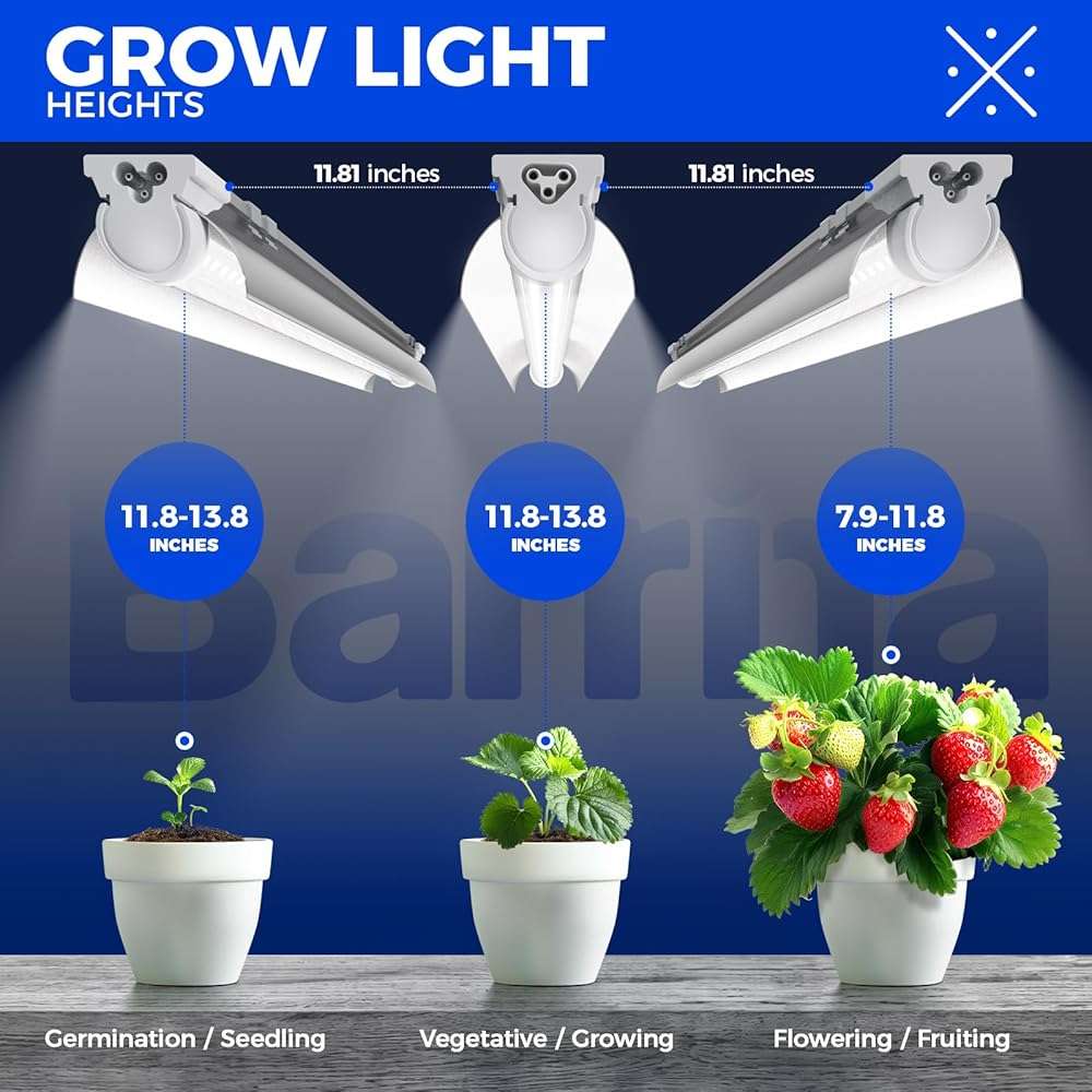 Barrina Plant Grow Lights, 4FT 5000K Full Spectrum Daylight White, 252W(6 x 42W, 1400W Equivalent), T8 LED Grow Light Strips, Growing Lamp Fixture, Plant Lights for Indoor Plants, Greenhouse, 6-Pack - Image 7