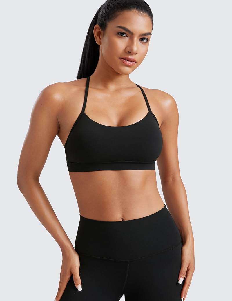 CRZ YOGA Butterluxe Y Back Sports Bras for Women - Padded Racerback Low Impact Spaghetti Thin Strap Workout Yoga Top - Image 2