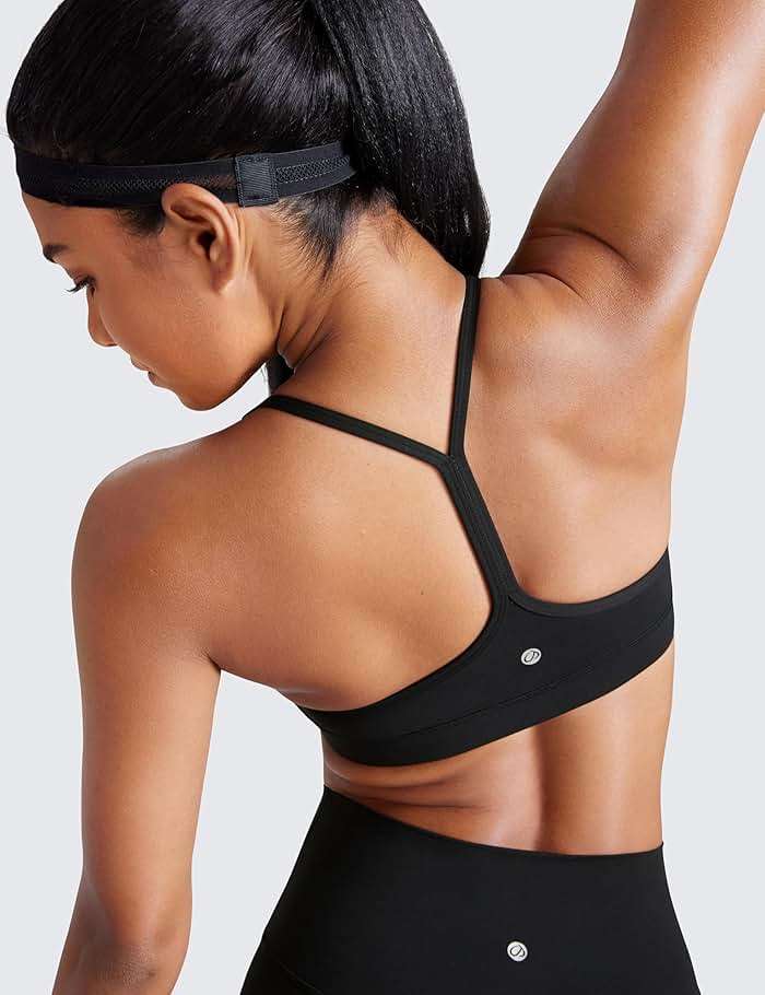 CRZ YOGA Butterluxe Y Back Sports Bras for Women - Padded Racerback Low Impact Spaghetti Thin Strap Workout Yoga Top - Image 4
