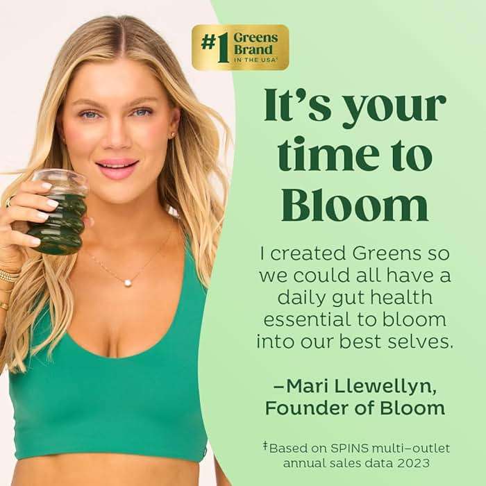 Bloom Nutrition Superfood Greens Powder, Digestive Enzymes with Probiotics and Prebiotics, Gut Health, Bloating Relief for Women, Chlorella, Green Juice Mix with Beet Root Powder, 30 SVG, Mango - Image 6