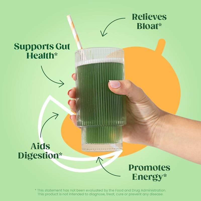 Bloom Nutrition Superfood Greens Powder, Digestive Enzymes with Probiotics and Prebiotics, Gut Health, Bloating Relief for Women, Chlorella, Green Juice Mix with Beet Root Powder, 30 SVG, Mango - Image 8