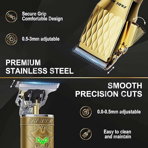 FADEKING® Professional Hair Clippers for Men – Cordless Barber Clippers & Beard Trimmer for Men, Fade Clipper and Trimmer Set for Home & Barber Use, Complete Men's Grooming Kit - Gifts for Men - Image 2