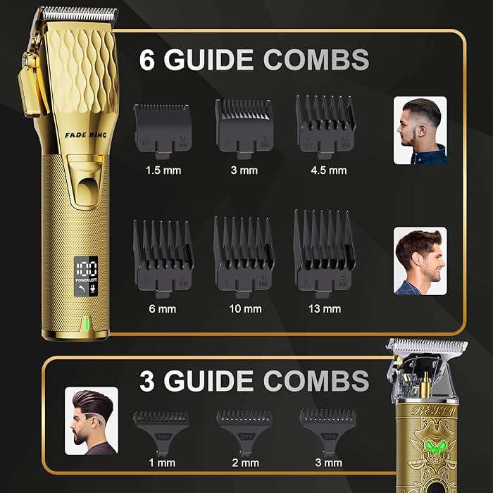 FADEKING® Professional Hair Clippers for Men – Cordless Barber Clippers & Beard Trimmer for Men, Fade Clipper and Trimmer Set for Home & Barber Use, Complete Men's Grooming Kit - Gifts for Men - Image 6