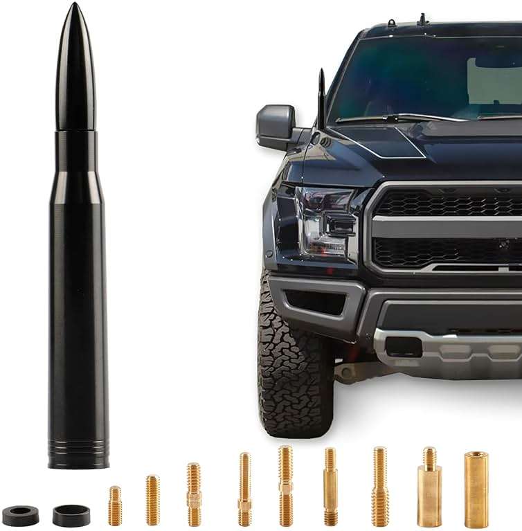 BJSIA Universal Car Truck Antenna Replacement Compatible with Ford F150 F250 F350, Dodge Ram 1500 2500 3500, Chevrolet Silverado, GMC, Heavy Duty Pickup Truck Radio Replacement Car Accessories, Black - Image 1