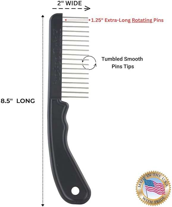 The Hair Doctor Extra Long Tooth Hair Comb 1 1/4 Inch with silky smooth rotating teeth reduces hair damage (Classic Black) - Image 3