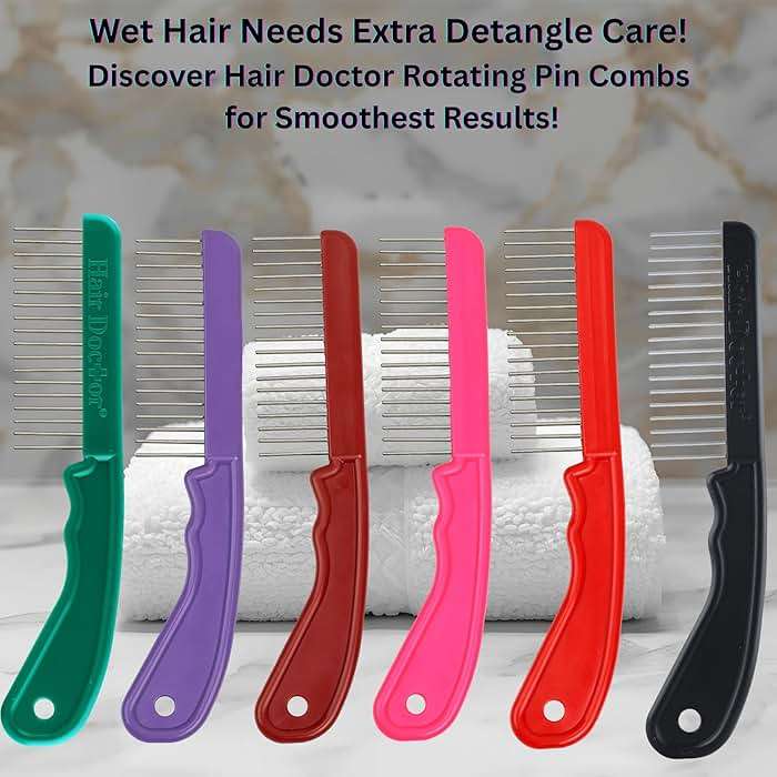 The Hair Doctor Extra Long Tooth Hair Comb 1 1/4 Inch with silky smooth rotating teeth reduces hair damage (Classic Black) - Image 6