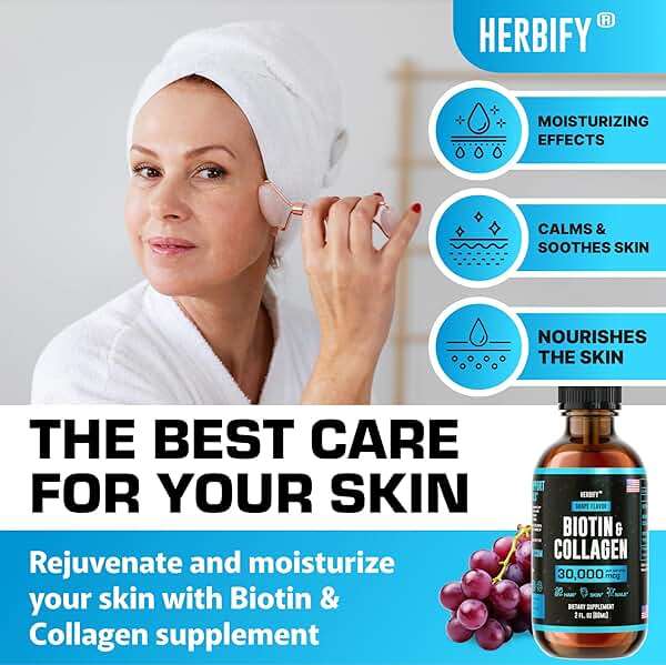 HERBIFY Liquid Biotin and Collagen Drops for Women & Men, 30 Days of Supply - Support Hair, Skin & Nails - Liquid Collagen for Women - 2 FL Oz Made in USA - Image 2