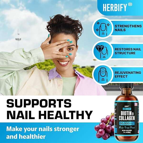 HERBIFY Liquid Biotin and Collagen Drops for Women & Men, 30 Days of Supply - Support Hair, Skin & Nails - Liquid Collagen for Women - 2 FL Oz Made in USA - Image 4
