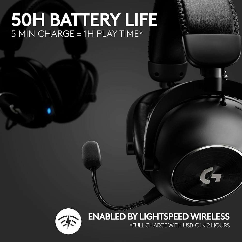 Logitech G PRO X 2 Lightspeed Wireless Gaming Headset, Detachable Boom Mic, 50mm Graphene Drivers, DTS:X Headphone 2.0—7.1 Surround, Bluetooth/USB/3.5mm Aux, for PC, PS5, PS4, Nintendo Switch - Black - Image 3