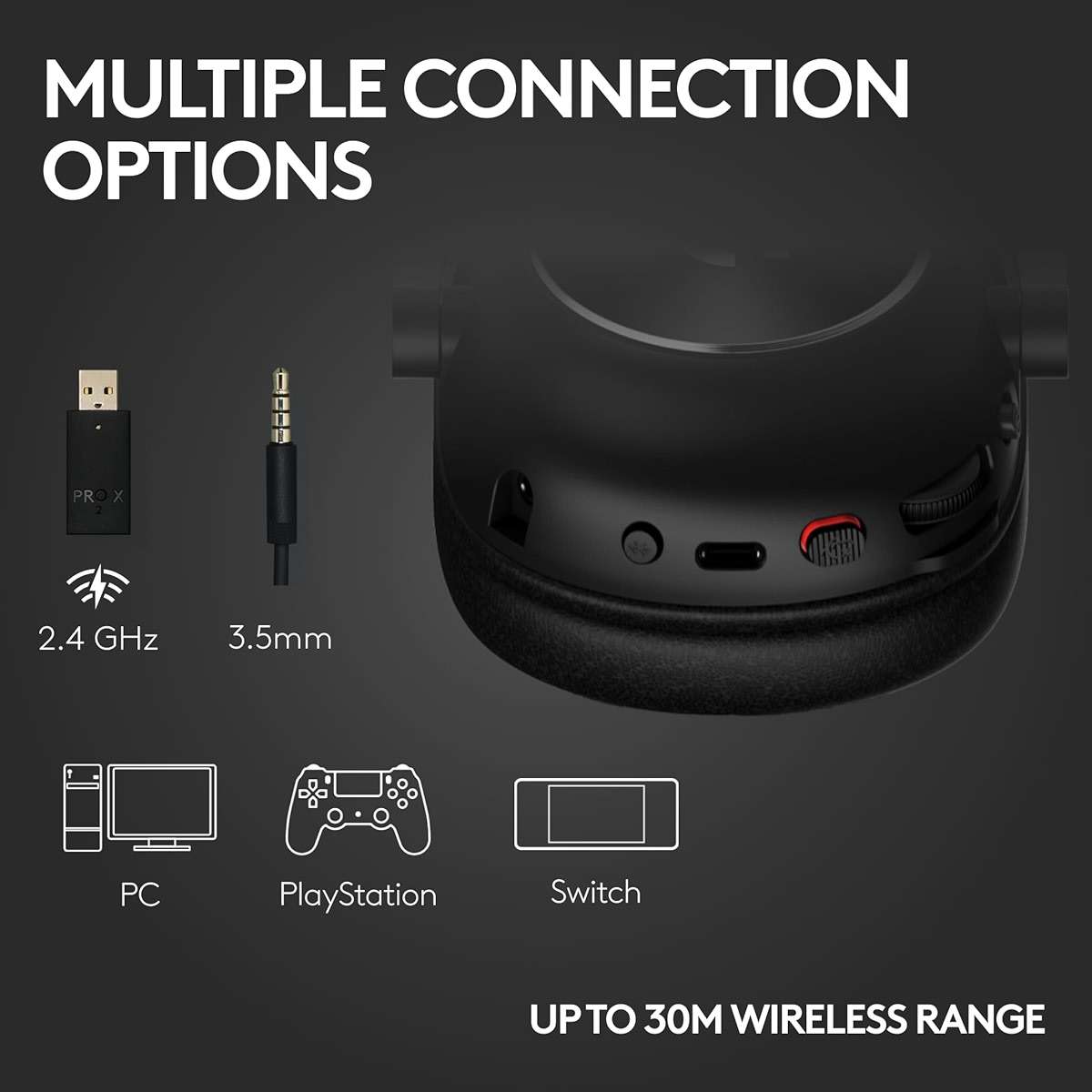 Logitech G PRO X 2 Lightspeed Wireless Gaming Headset, Detachable Boom Mic, 50mm Graphene Drivers, DTS:X Headphone 2.0—7.1 Surround, Bluetooth/USB/3.5mm Aux, for PC, PS5, PS4, Nintendo Switch - Black - Image 5