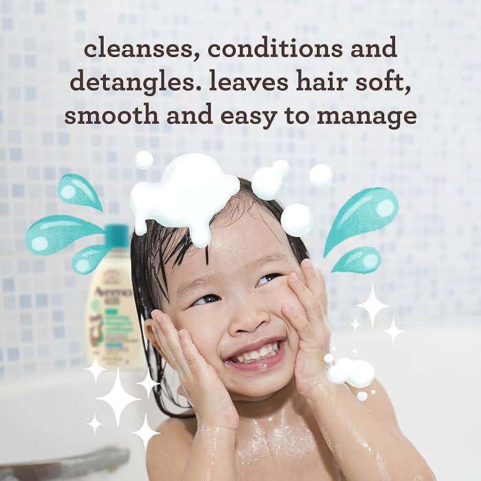 Aveeno Kids Shampoo & Conditioner, Formulated With Oat Extract to Gently Cleanse, Condition & Detangle Kids Hair, For Sensitive Skin and Scalp, Hypoallergenic, 12 Fl Oz - Image 2