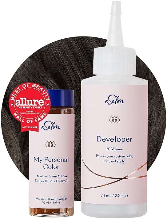 eSalon Permanent Hair Color Kit - Medium Brown Ash - Professional-Grade Ammonia-Free Dye for Up To 100% Gray Coverage on All Hair Types - Image 2