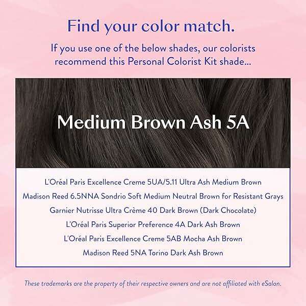 eSalon Permanent Hair Color Kit - Medium Brown Ash - Professional-Grade Ammonia-Free Dye for Up To 100% Gray Coverage on All Hair Types - Image 5
