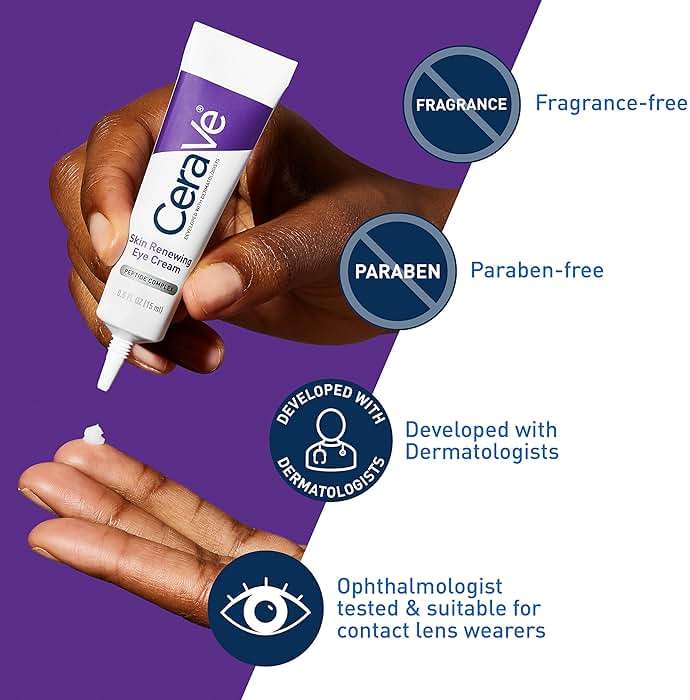 CeraVe Skin Renewing Eye Cream For Wrinkles, Under Eye Cream With Peptides + Caffeine + Niacinamide, For Wrinkles & Crows Feet, Paraben Free & Opthalmologist Tested - Image 4
