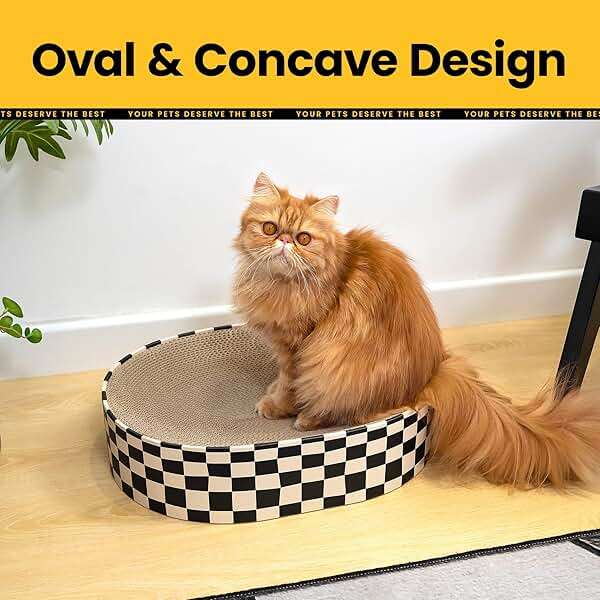 Conlun Cat Scratcher Cardboard,2 in 1 Oval Cat Scratch Pad Bowl for Indoor Kitty Grinding Claw,Round Kittens Scratching Board Corrugated Lounge Pet Beds&Furniture Protector for Sofas - Image 2
