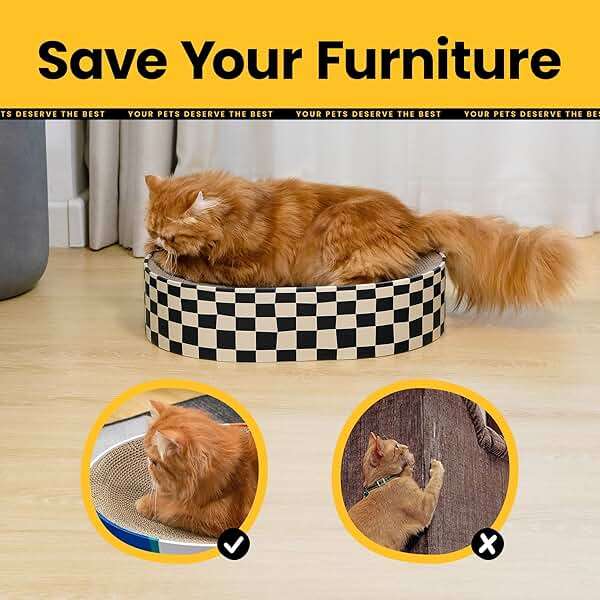 Conlun Cat Scratcher Cardboard,2 in 1 Oval Cat Scratch Pad Bowl for Indoor Kitty Grinding Claw,Round Kittens Scratching Board Corrugated Lounge Pet Beds&Furniture Protector for Sofas - Image 3
