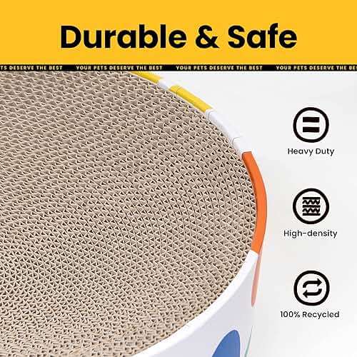Conlun Cat Scratcher Cardboard,2 in 1 Oval Cat Scratch Pad Bowl for Indoor Kitty Grinding Claw,Round Kittens Scratching Board Corrugated Lounge Pet Beds&Furniture Protector for Sofas - Image 6