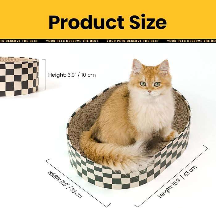 Conlun Cat Scratcher Cardboard,2 in 1 Oval Cat Scratch Pad Bowl for Indoor Kitty Grinding Claw,Round Kittens Scratching Board Corrugated Lounge Pet Beds&Furniture Protector for Sofas - Image 8
