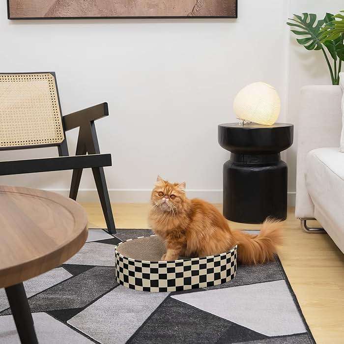 Conlun Cat Scratcher Cardboard,2 in 1 Oval Cat Scratch Pad Bowl for Indoor Kitty Grinding Claw,Round Kittens Scratching Board Corrugated Lounge Pet Beds&Furniture Protector for Sofas - Image 9