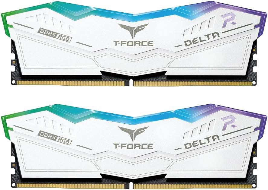 TEAMGROUP T-Force Delta RGB DDR5 Ram 32GB (2x16GB) 6000MHz PC5-48000 CL30 Intel XMP 3.0 & AMD Expo Compatible Desktop Memory Module Ram White FF4D532G6000HC30DC01 - Image 1