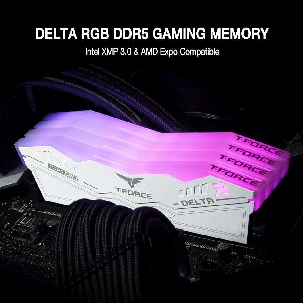 TEAMGROUP T-Force Delta RGB DDR5 Ram 32GB (2x16GB) 6000MHz PC5-48000 CL30 Intel XMP 3.0 & AMD Expo Compatible Desktop Memory Module Ram White FF4D532G6000HC30DC01 - Image 2