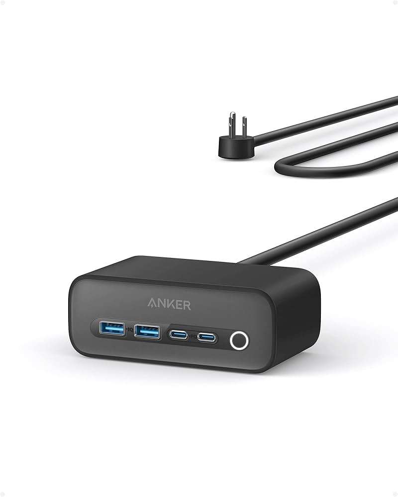 Anker 525 Charging Station, 7-in-1 USB C Power Strip for iphone13/14, 5ft Extension Cord with 3AC,2USB A,2USB C,Max 65W Power Delivery Desktop Accessory for MacBook Pro, Home, Office (Phantom Black) - Image 1