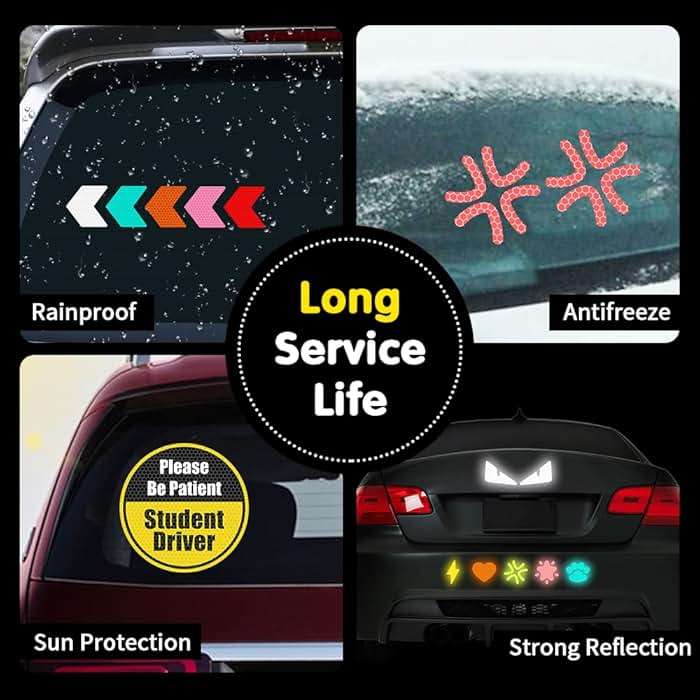 Nouiroy 6 Pack Funny Reflective Sticker for Cars, 4.8 * 1.7in OUCH Sticker for Dent Scratch Cover, Band Aid Decals Adhesive Vinyl Decal, White - Image 7