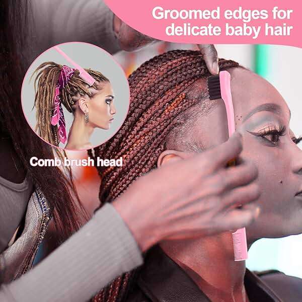 SWEET VIEW 3 Pcs Slick Back Hair Brush, Rat Tail Comb, Edge | Bristle Brush, Hair Accessories for Girls, Kids, Toddlers Sleek Ponytail/Bun, Edge Control and Smoothing Baby Hair & Flyaways - Image 3