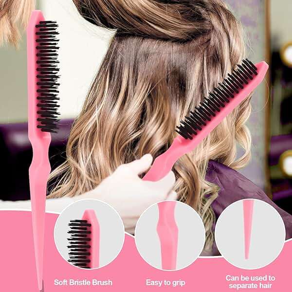 SWEET VIEW 3 Pcs Slick Back Hair Brush, Rat Tail Comb, Edge | Bristle Brush, Hair Accessories for Girls, Kids, Toddlers Sleek Ponytail/Bun, Edge Control and Smoothing Baby Hair & Flyaways - Image 4