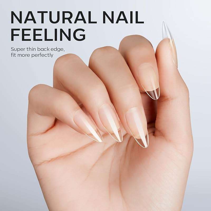 Modelones Almond Fake Nail Tips -510Pcs Medium Soft Gel Nail Tips Almond Shape Pre Etched Half Matte Full Cover Clear Acrylic Gel Kit False Press on for Extension Manicure Salon DIY at Home 15 Sizes - Image 7