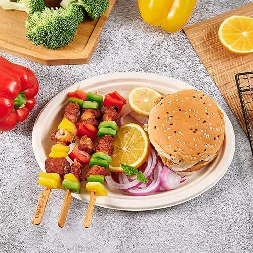 Vplus 100% Compostable Oval Paper Plates 12 inch 120 Pack Super Strong Disposable Dinner Plates Natural Biodegradable Eco-Friendly Sugarcane Plates for BBQ, Party, Gathering, and Picnic - Image 2